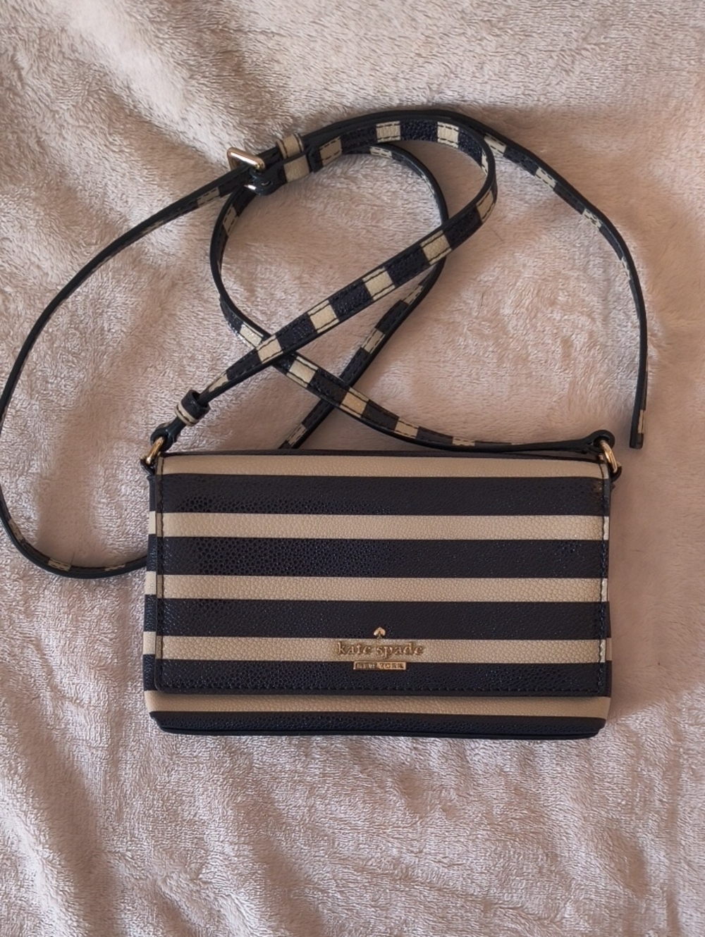 Kate Spade Navy and Cream Striped Crossbody Bag
